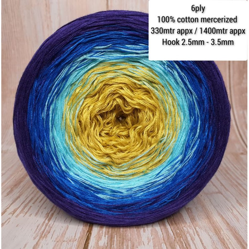 Cotton Mercerized Cake Gradient Yarn Ombre Crochet Knitting Thread