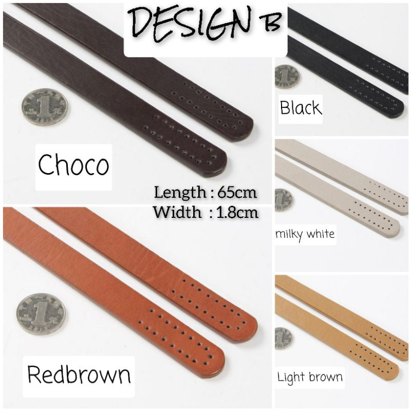 Bag Handle Strap Replacement Shoulder Length PU Leather DIY per pair