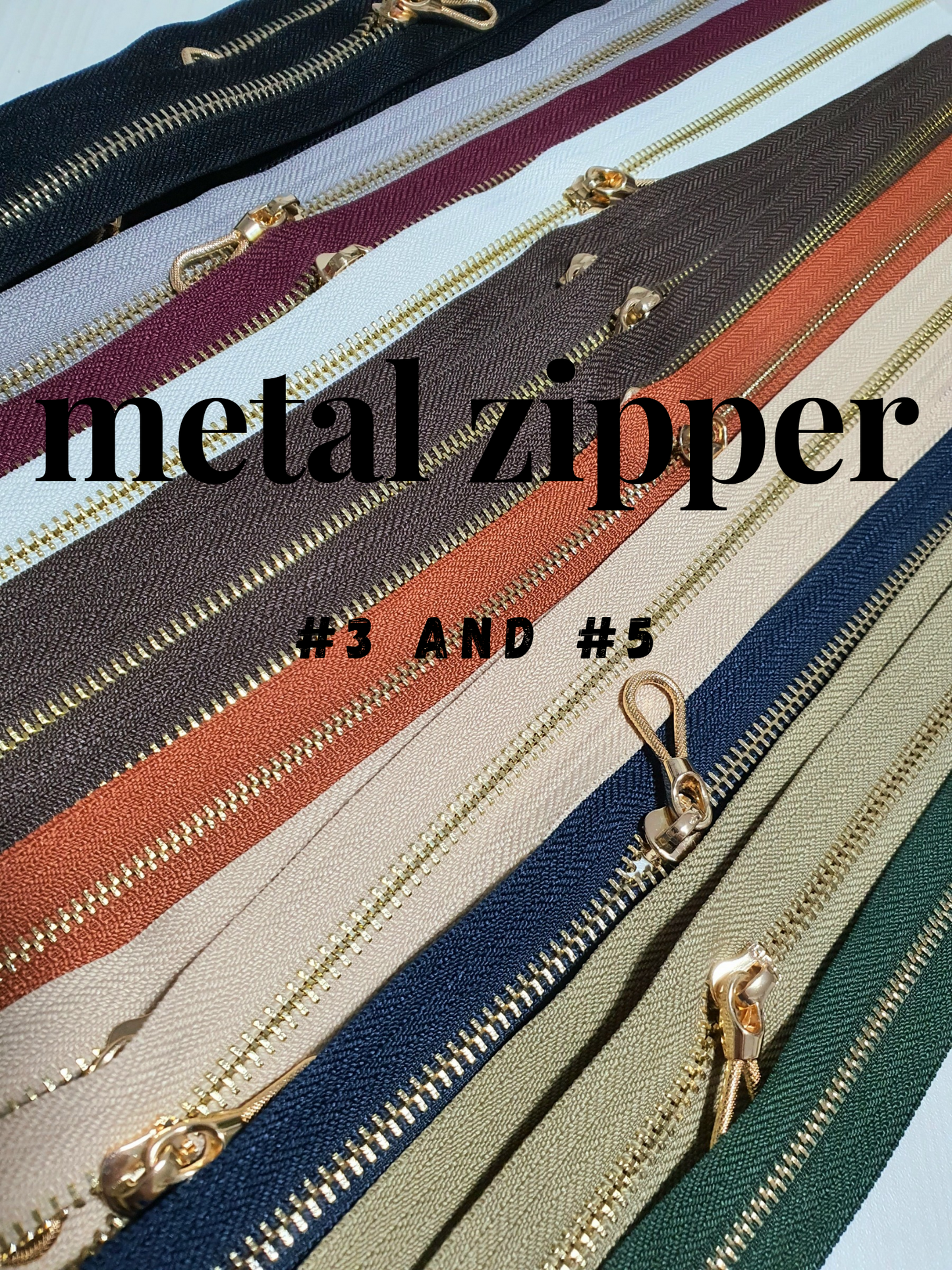 Metal Gold Zipper size #3 and #5  45cm