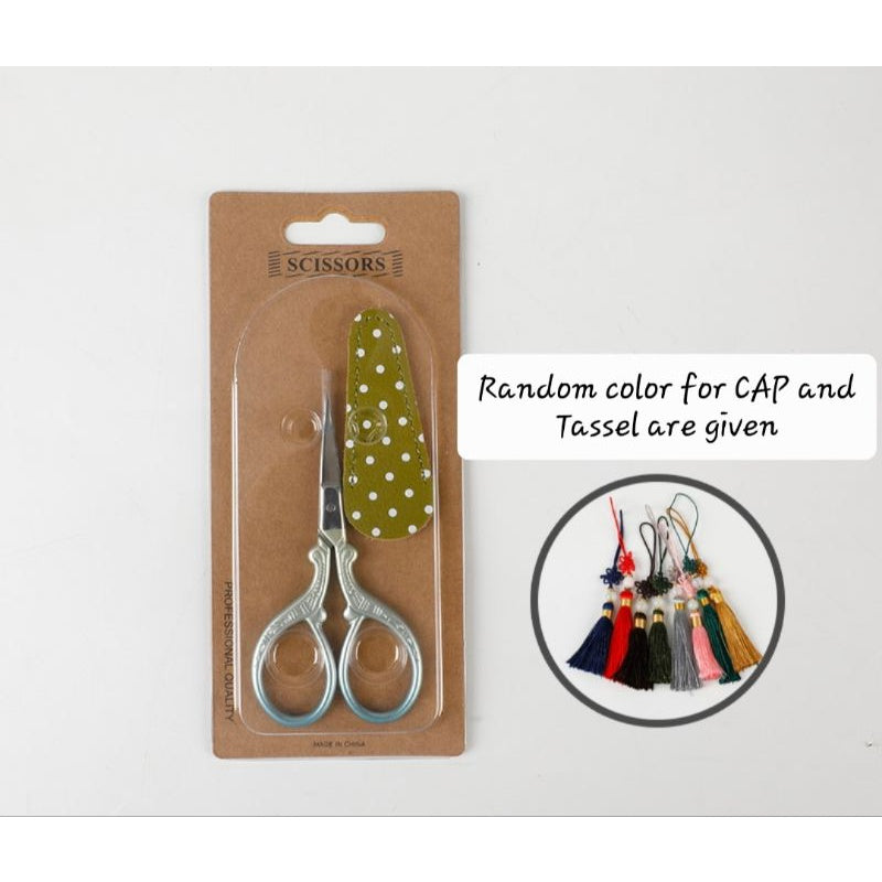 Fancy Colorful Scissors with Silk Tassel and Cap for Sewing