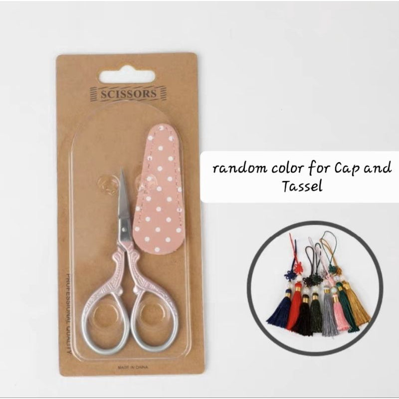 Fancy Colorful Scissors with Silk Tassel and Cap for Sewing