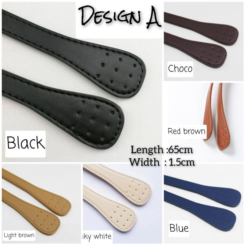 Bag Handle Strap Replacement Shoulder Length PU Leather DIY per pair