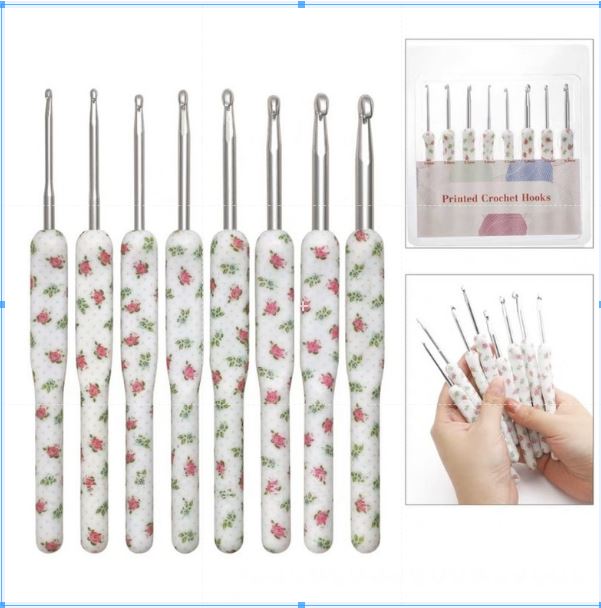 Crochet Hook Set Ergonomic Red Color with Grip Handle