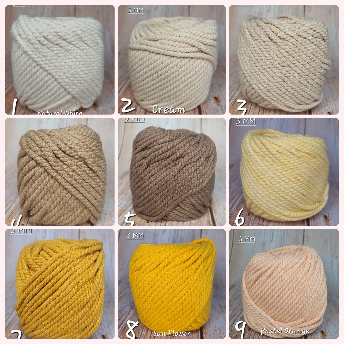 Cotton Macrame Cord Twisted 3mm thickness