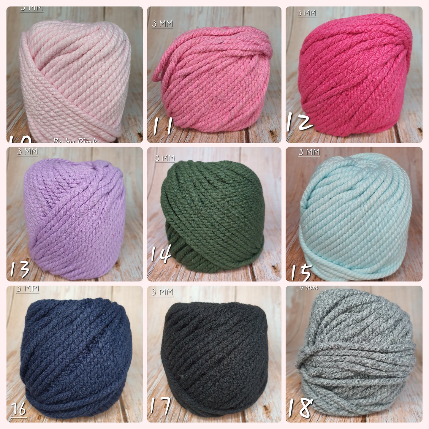 Cotton Macrame Cord Twisted 3mm thickness