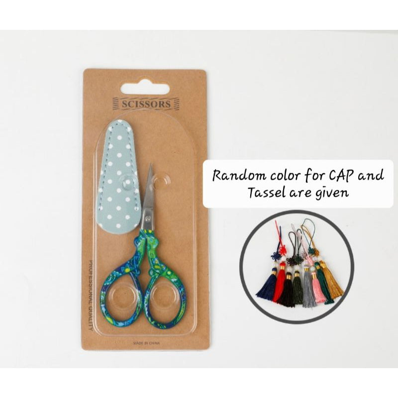 Fancy Colorful Scissors with Silk Tassel and Cap for Sewing
