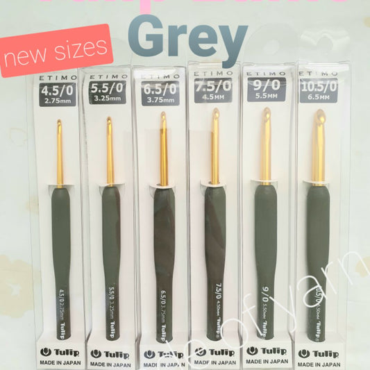 Tulip Etimo Grey Crochet Hook with Cushion Grip Ergonomic Knitting Needle DIY