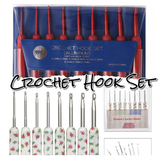 Crochet Hook Set Ergonomic Red Color with Grip Handle