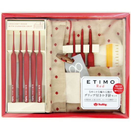 Tulip Etimo Red Crochet Hook with Cushion Grip Set Knitting Needle DIY (TED-001e)