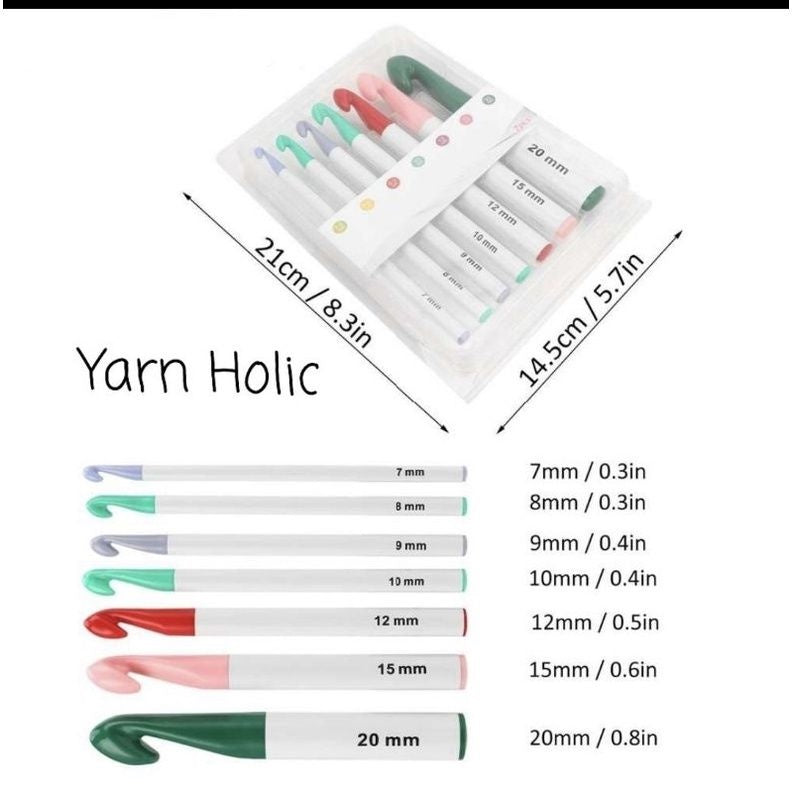 Crochet Hook Jumbo Size Set Plastic Multi Color