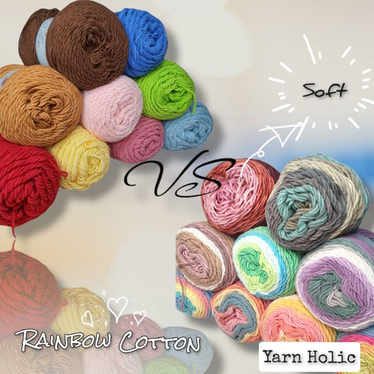 (Bulk Order Available) Rainbow Yarn Milk Cotton Yarn 5 ply Cake Gradient & Solid Color 100g