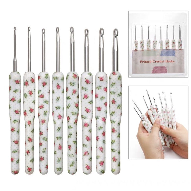 Crochet Hook Set Ergonomic Red Color with Grip Handle