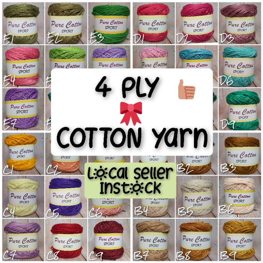 Pure Cotton Yarn 4ply 100g