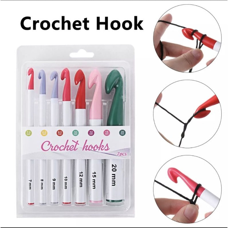 Crochet Hook Jumbo Size Set Plastic Multi Color