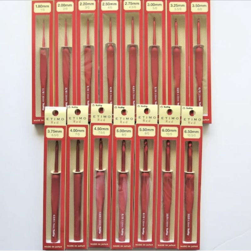 Tulip Etimo Red Crochet Hook with Cushion Grip Knitting Needle DIY