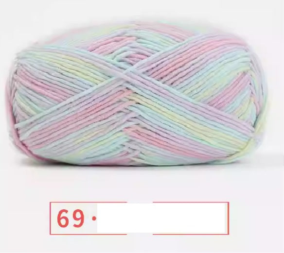 Rainbow Yarn Milk Cotton Yarn 5 ply Cake Gradient & Solid Color 100g