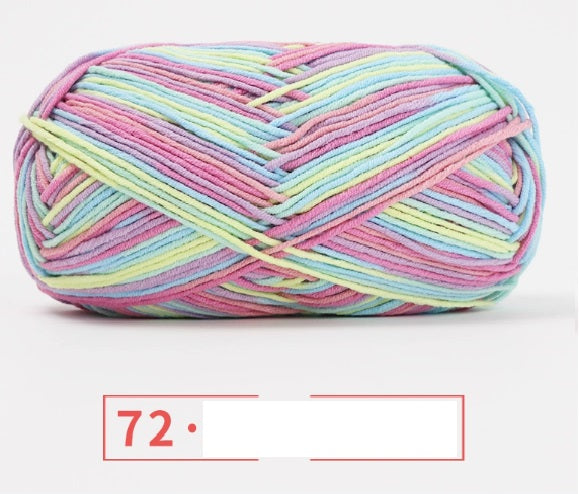 Rainbow Yarn Milk Cotton Yarn 5 ply Cake Gradient & Solid Color 100g