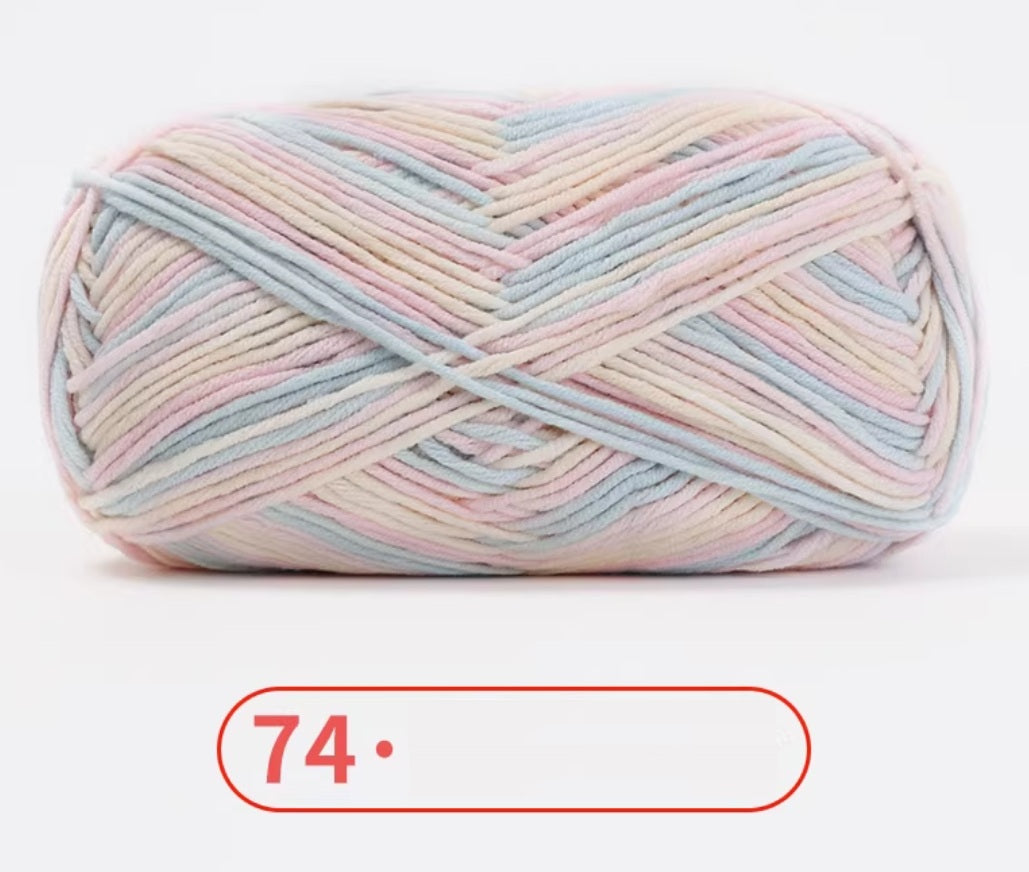 Rainbow Yarn Milk Cotton Yarn 5 ply Cake Gradient & Solid Color 100g