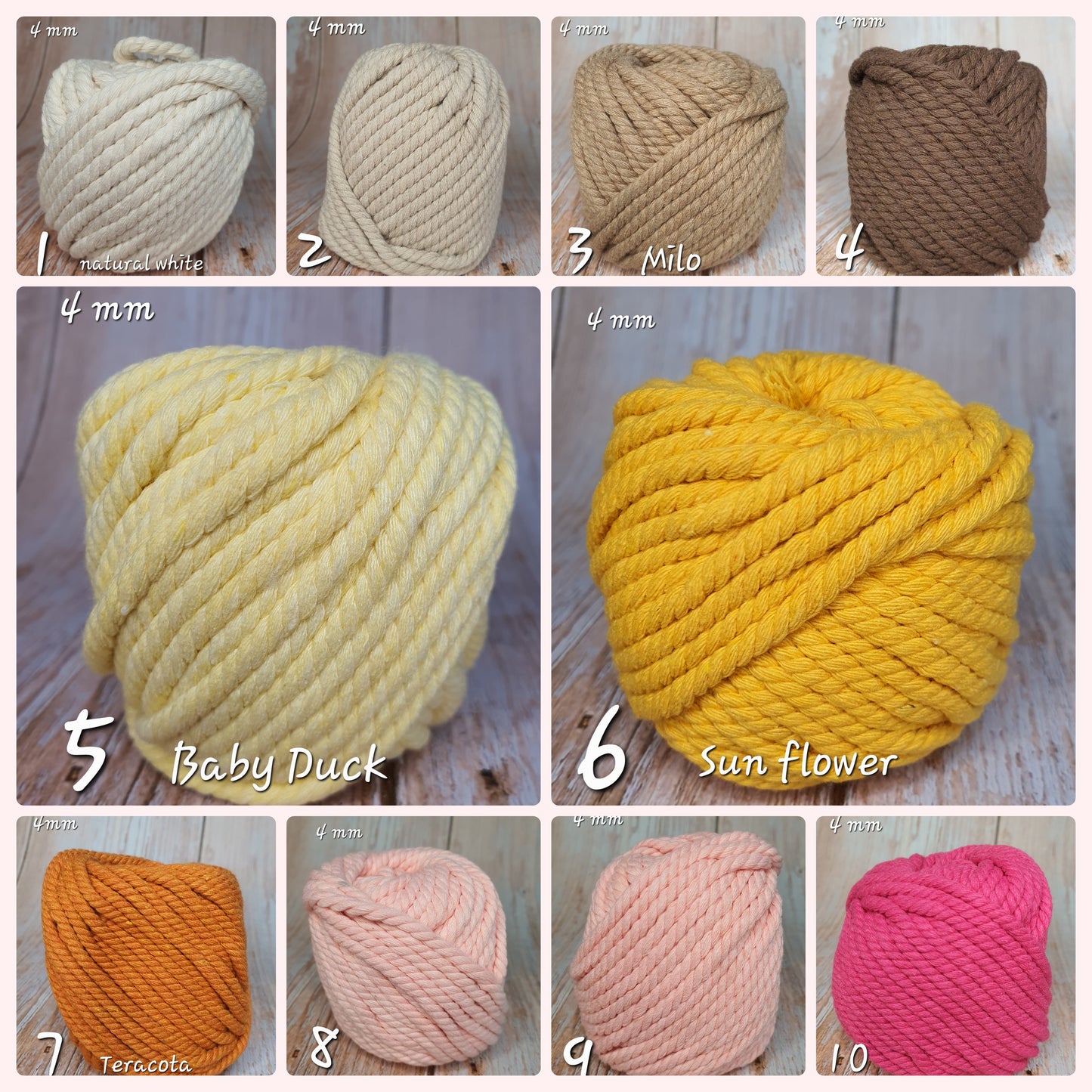 Cotton Macrame Cord Twisted 4mm thickness