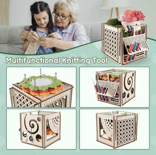 DIY multifunctional wooden box for crochet and knitting