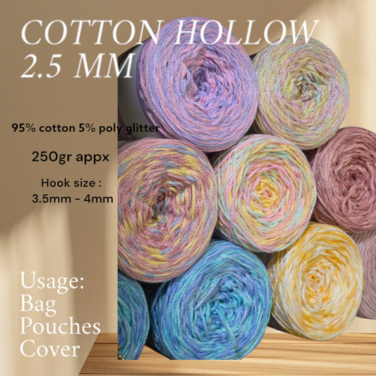 Cotton Hollow cord 2.5mm thickness mix