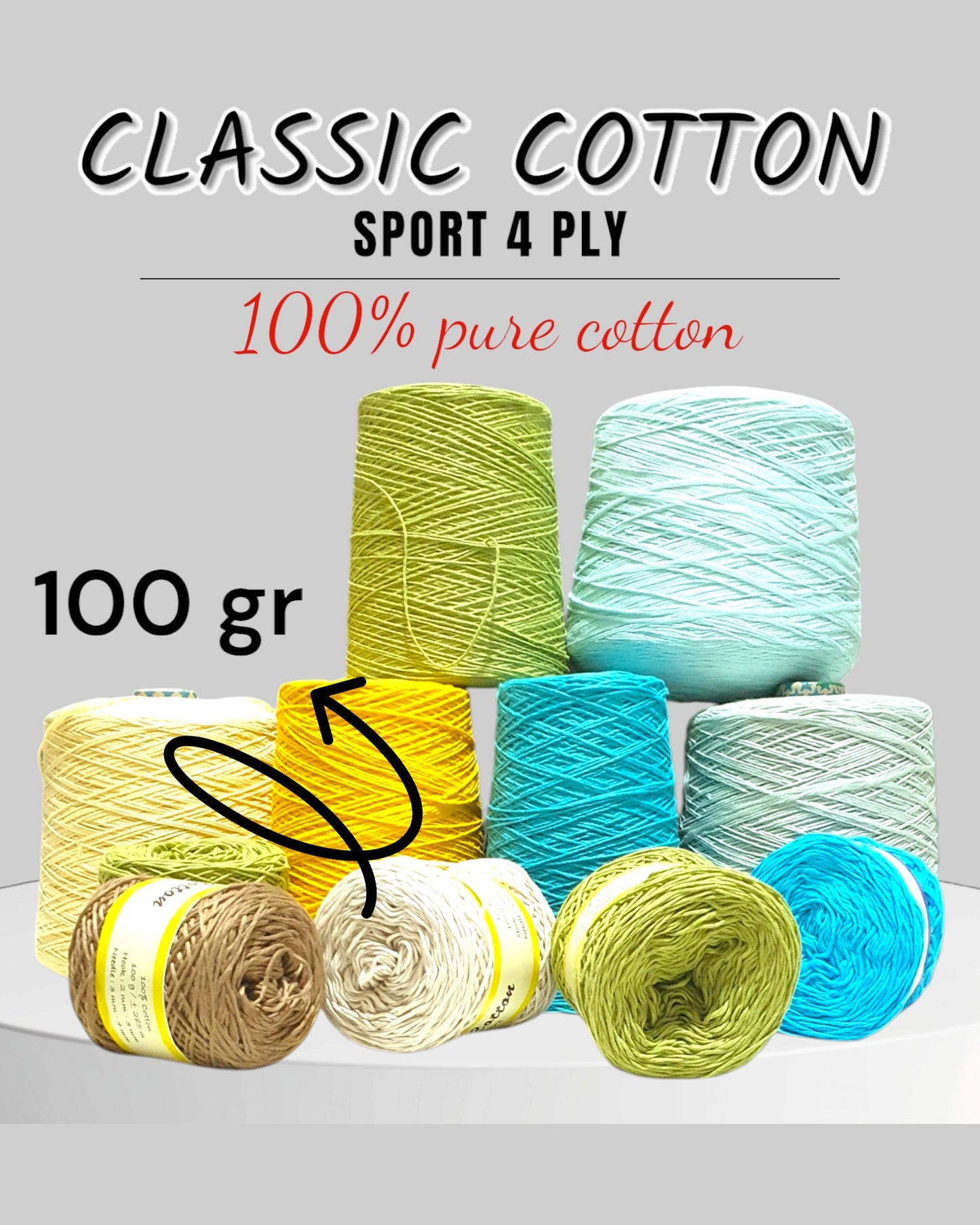 Classic cotton sport 4ply 100gr