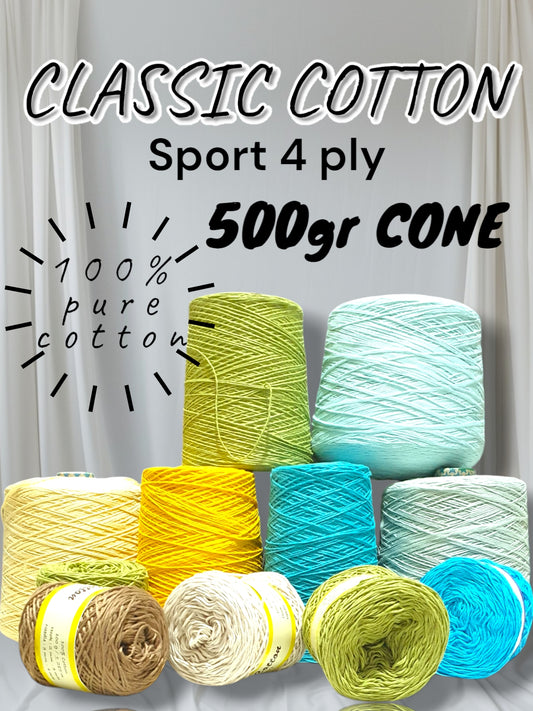 Classic cotton sport 4ply 500gr CONE