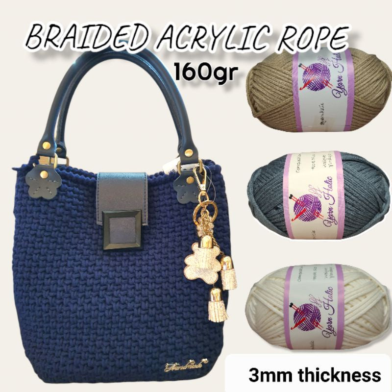 Macrame Cord Acrylic Braided Rope 3mm Thickness 160g – Yarn Holic